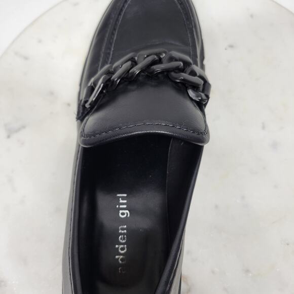 Madden Girl Hoxtonn Chunky Platform Loafer Womens 8 Black Chain Lug Sole‎ Grunge - Picture 9 of 15